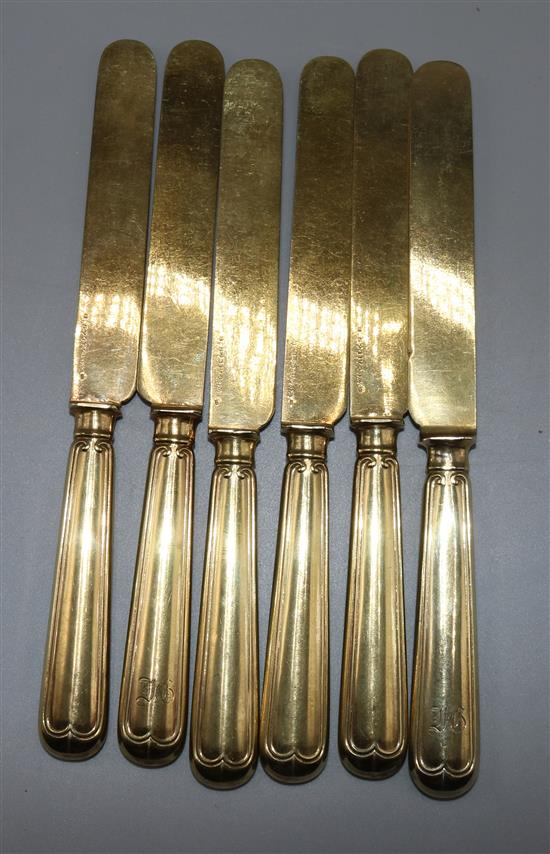 6 x silver dessert knives by William Gale & Son, New York